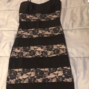 Black with beige dress